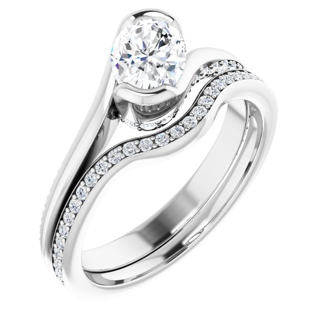 1.19 Oval Lab-Grown EF/VS1+ Twisted Sidestone Engagement Ring in 14KW | AllComponents_ViewA