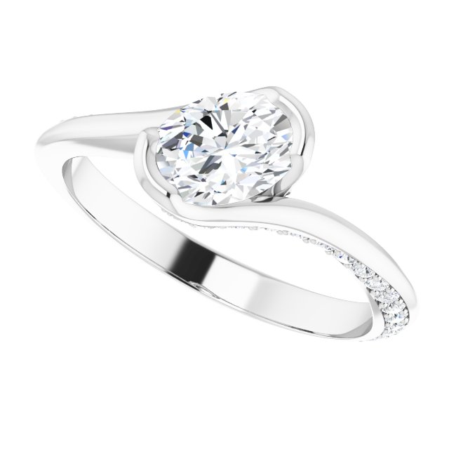 1.19 Oval Lab-Grown EF/VS1+ Twisted Sidestone Engagement Ring in 14KW | View5