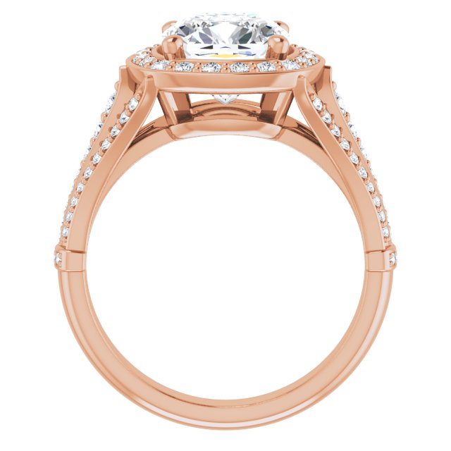 2.85 Tcw Cushion Diamond D/VVS2+ Geometric Halo Engagement Ring in 14KR | ViewB_4