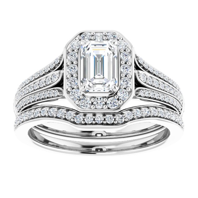 0.89 Tcw Emerald Diamond EF/VS1+ Geometric Halo Engagement Ring in PLAT | AllComponents_ViewS 0.89 Tcw Emerald Diamond EF/VS1+ Geometric Halo Engagement Ring in PLAT | AllComponents_ViewS