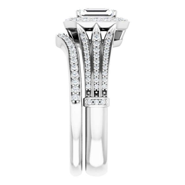 0.89 Tcw Emerald Diamond EF/VS1+ Geometric Halo Engagement Ring in PLAT | AllComponents_ViewE 0.89 Tcw Emerald Diamond EF/VS1+ Geometric Halo Engagement Ring in PLAT | AllComponents_ViewE
