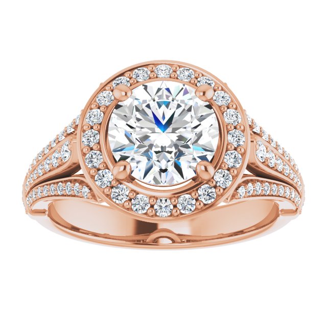1.90 Tcw Round Lab-Grown GH/VS2+ Geometric Halo Engagement Ring in 18KR | ViewS 1.90 Tcw Round Lab-Grown GH/VS2+ Geometric Halo Engagement Ring in 18KR | ViewS
