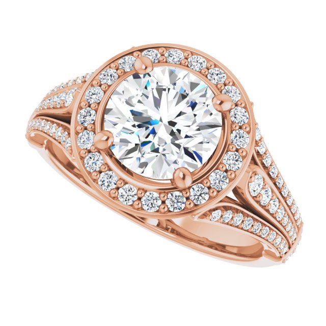 1.90 Tcw Round Lab-Grown GH/VS2+ Geometric Halo Engagement Ring in 18KR | View5 1.90 Tcw Round Lab-Grown GH/VS2+ Geometric Halo Engagement Ring in 18KR | View5