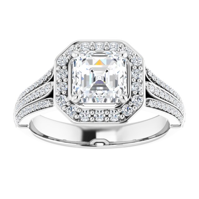1.27 Tcw Asscher Lab-Grown D/VVS2+ Geometric Halo Engagement Ring in PLAT | ViewS 1.27 Tcw Asscher Lab-Grown D/VVS2+ Geometric Halo Engagement Ring in PLAT | ViewS