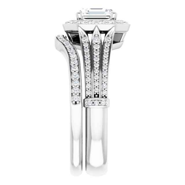 1.27 Tcw Asscher Lab-Grown D/VVS2+ Geometric Halo Engagement Ring in PLAT | AllComponents_ViewE 1.27 Tcw Asscher Lab-Grown D/VVS2+ Geometric Halo Engagement Ring in PLAT | AllComponents_ViewE