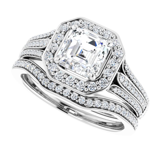 1.27 Tcw Asscher Lab-Grown D/VVS2+ Geometric Halo Engagement Ring in PLAT | AllComponents_View5 1.27 Tcw Asscher Lab-Grown D/VVS2+ Geometric Halo Engagement Ring in PLAT | AllComponents_View5
