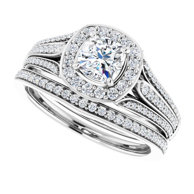0.93 Tcw Cushion Diamond GH/VS2+ Geometric Halo Engagement Ring in PLAT | AllComponents_View5 0.93 Tcw Cushion Diamond GH/VS2+ Geometric Halo Engagement Ring in PLAT | AllComponents_View5