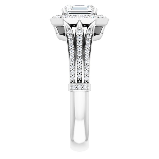 1.27 Tcw Asscher Lab-Grown D/VVS2+ Geometric Halo Engagement Ring in PLAT | ViewE 1.27 Tcw Asscher Lab-Grown D/VVS2+ Geometric Halo Engagement Ring in PLAT | ViewE