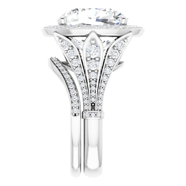 13.54 Tcw Cushion Lab-Grown D/VVS2+ Geometric Halo Engagement Ring in PLAT | AllComponents_ViewE 13.54 Tcw Cushion Lab-Grown D/VVS2+ Geometric Halo Engagement Ring in PLAT | AllComponents_ViewE
