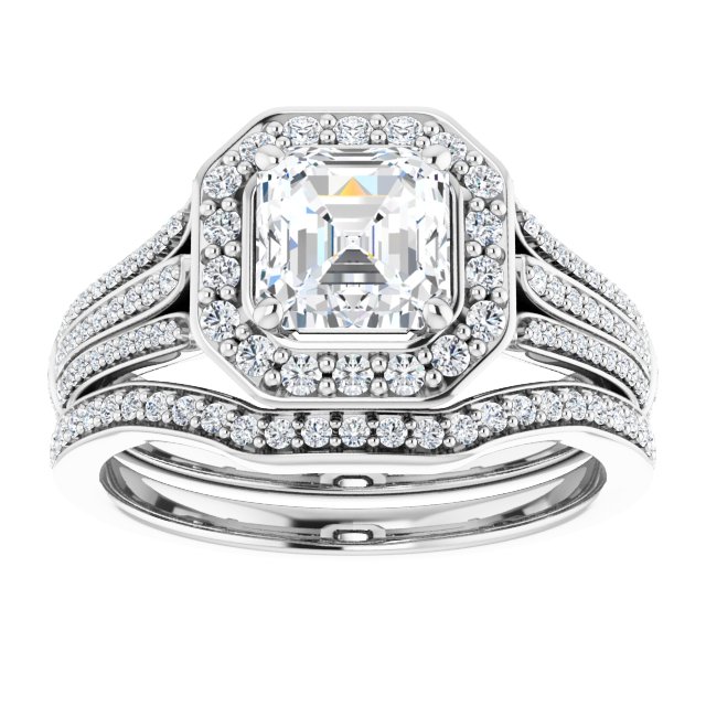 1.27 Tcw Asscher Lab-Grown D/VVS2+ Geometric Halo Engagement Ring in PLAT | AllComponents_ViewS 1.27 Tcw Asscher Lab-Grown D/VVS2+ Geometric Halo Engagement Ring in PLAT | AllComponents_ViewS