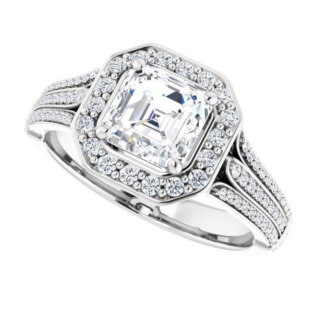 1.27 Tcw Asscher Lab-Grown D/VVS2+ Geometric Halo Engagement Ring in PLAT | View5 1.27 Tcw Asscher Lab-Grown D/VVS2+ Geometric Halo Engagement Ring in PLAT | View5