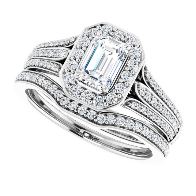 0.89 Tcw Emerald Diamond EF/VS1+ Geometric Halo Engagement Ring in PLAT | AllComponents_View5 0.89 Tcw Emerald Diamond EF/VS1+ Geometric Halo Engagement Ring in PLAT | AllComponents_View5