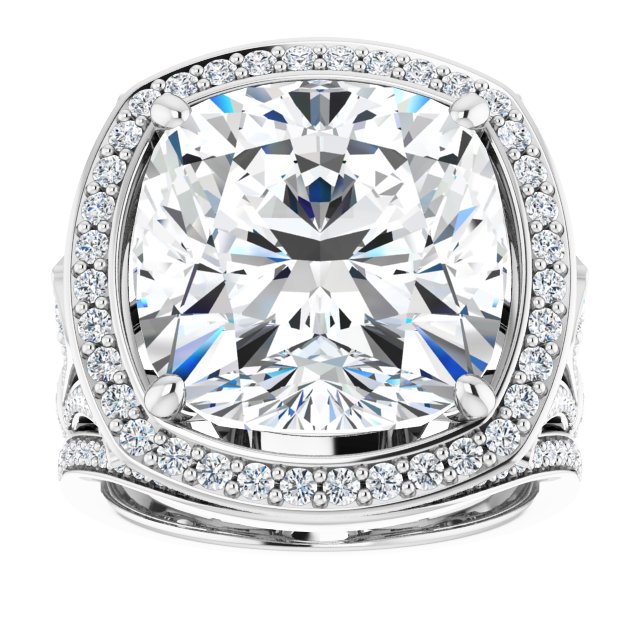 13.54 Tcw Cushion Lab-Grown D/VVS2+ Geometric Halo Engagement Ring in PLAT | AllComponents_ViewS 13.54 Tcw Cushion Lab-Grown D/VVS2+ Geometric Halo Engagement Ring in PLAT | AllComponents_ViewS