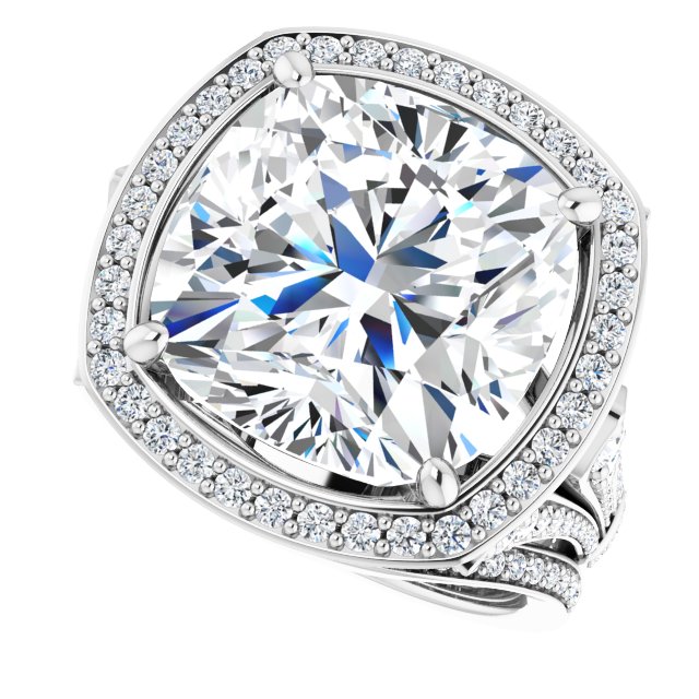 13.54 Tcw Cushion Lab-Grown D/VVS2+ Geometric Halo Engagement Ring in PLAT | AllComponents_View5 13.54 Tcw Cushion Lab-Grown D/VVS2+ Geometric Halo Engagement Ring in PLAT | AllComponents_View5