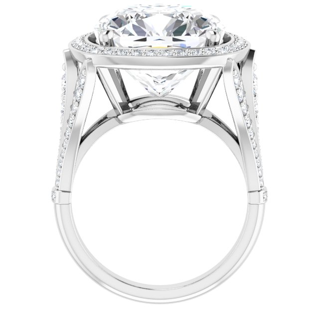 13.54 Tcw Cushion Lab-Grown D/VVS2+ Geometric Halo Engagement Ring in PLAT | ViewB_4 13.54 Tcw Cushion Lab-Grown D/VVS2+ Geometric Halo Engagement Ring in PLAT | ViewB_4