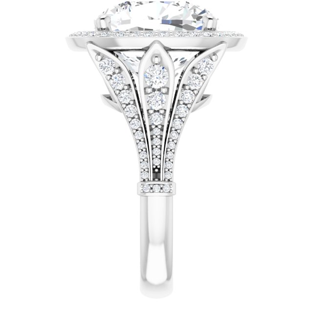 13.54 Tcw Cushion Lab-Grown D/VVS2+ Geometric Halo Engagement Ring in PLAT | ViewE 13.54 Tcw Cushion Lab-Grown D/VVS2+ Geometric Halo Engagement Ring in PLAT | ViewE