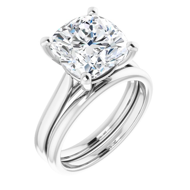 5.02 carat Cushion Lab-Grown EF/VS1+ Classic Solitaire Engagement Ring in PLAT | AllComponents_ViewA 5.02 carat Cushion Lab-Grown EF/VS1+ Classic Solitaire Engagement Ring in PLAT | AllComponents_ViewA