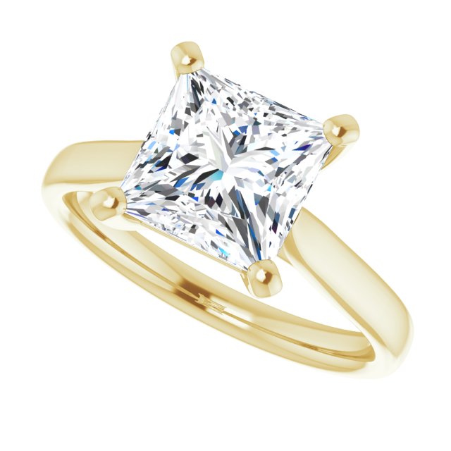 2.50 carat Square Diamond D/VVS2+ Classic Solitaire Engagement Ring in 18KY | View5 2.50 carat Square Diamond D/VVS2+ Classic Solitaire Engagement Ring in 18KY | View5