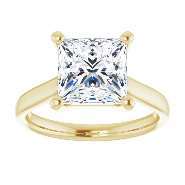 3.10 carat Square Diamond EF/VS1+ Classic Solitaire Engagement Ring in 18KY | ViewS