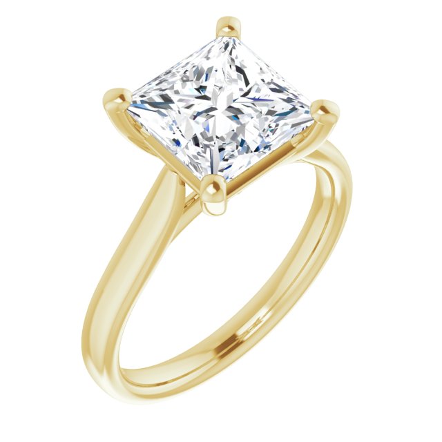 3.10 carat Square Diamond EF/VS1+ Classic Solitaire Engagement Ring in 18KY | ViewA