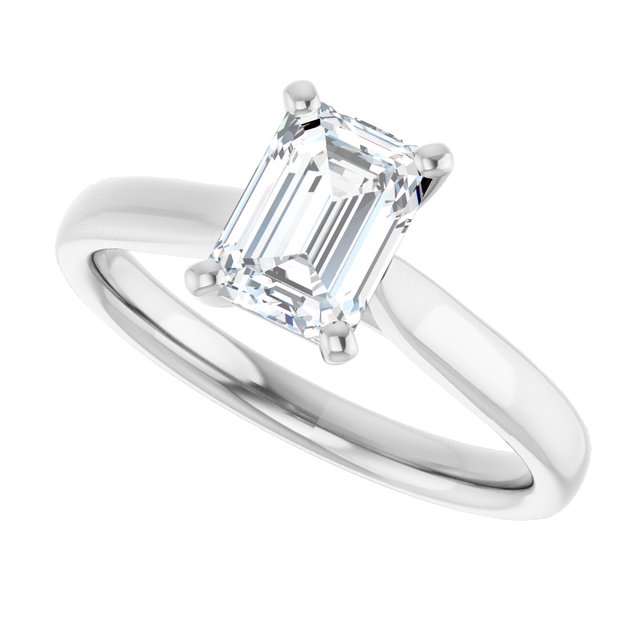 1.01 carat Emerald Lab-Grown EF/VS1+ Classic Solitaire Engagement Ring in 14KW | View5 1.01 carat Emerald Lab-Grown EF/VS1+ Classic Solitaire Engagement Ring in 14KW | View5
