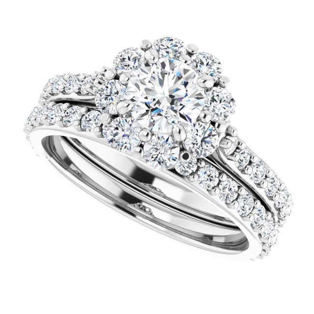 1.22 Tcw Round Diamond D/VVS2+ Floral Halo Engagement Ring in PLAT | AllComponents_View5 1.22 Tcw Round Diamond D/VVS2+ Floral Halo Engagement Ring in PLAT | AllComponents_View5