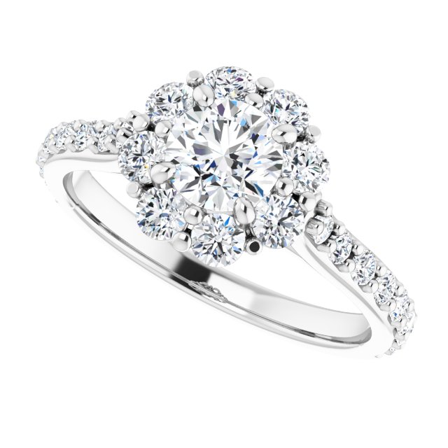 1.22 Tcw Round Diamond D/VVS2+ Floral Halo Engagement Ring in PLAT | View5 1.22 Tcw Round Diamond D/VVS2+ Floral Halo Engagement Ring in PLAT | View5
