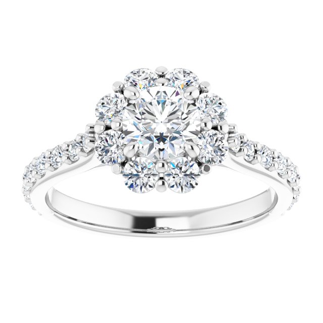 1.22 Tcw Round Diamond D/VVS2+ Floral Halo Engagement Ring in PLAT | ViewS 1.22 Tcw Round Diamond D/VVS2+ Floral Halo Engagement Ring in PLAT | ViewS