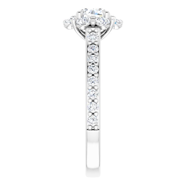 1.22 Tcw Round Diamond D/VVS2+ Floral Halo Engagement Ring in PLAT | ViewE 1.22 Tcw Round Diamond D/VVS2+ Floral Halo Engagement Ring in PLAT | ViewE