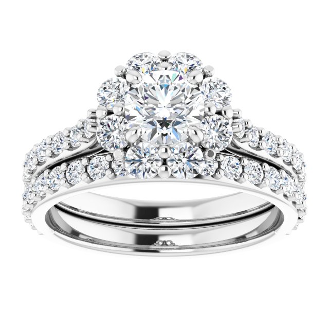 1.22 Tcw Round Diamond D/VVS2+ Floral Halo Engagement Ring in PLAT | AllComponents_ViewS 1.22 Tcw Round Diamond D/VVS2+ Floral Halo Engagement Ring in PLAT | AllComponents_ViewS