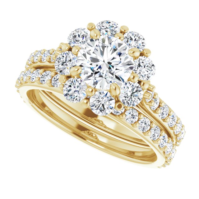1.68 Tcw Round Lab-Grown GH/VS2+ Floral Halo Engagement Ring in 14KY | AllComponents_View5