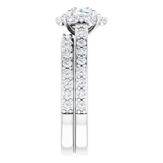 1.22 Tcw Round Diamond D/VVS2+ Floral Halo Engagement Ring in PLAT | AllComponents_ViewE 1.22 Tcw Round Diamond D/VVS2+ Floral Halo Engagement Ring in PLAT | AllComponents_ViewE