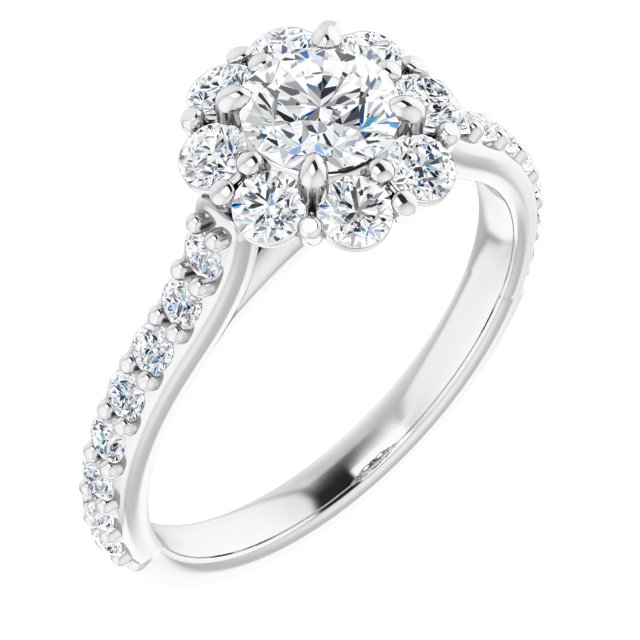 1.22 Tcw Round Diamond D/VVS2+ Floral Halo Engagement Ring in PLAT | ViewA 1.22 Tcw Round Diamond D/VVS2+ Floral Halo Engagement Ring in PLAT | ViewA