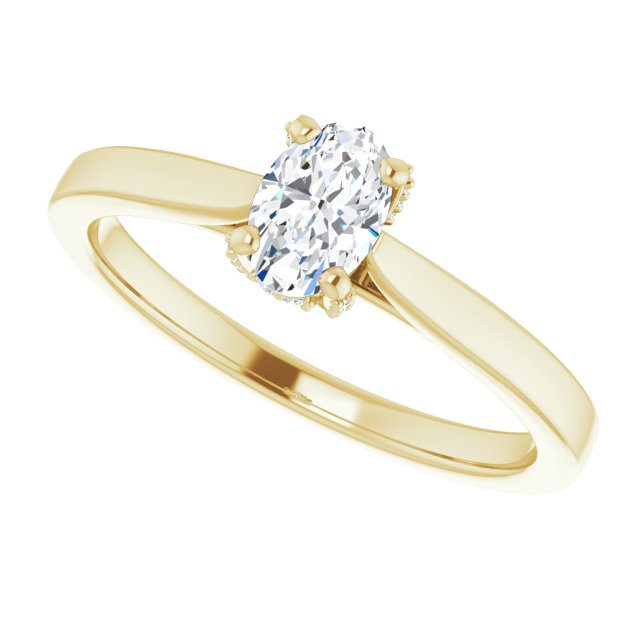 0.54 carat Oval Diamond EF/VS1+ Classic Solitaire Engagement Ring in 18KY | View5