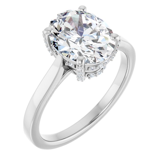 3.10 carat Oval Lab-Grown EF/VS1+ Classic Solitaire Engagement Ring in 14KW | ViewA