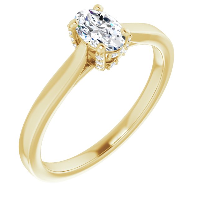 0.54 carat Oval Diamond EF/VS1+ Classic Solitaire Engagement Ring in 18KY | ViewA