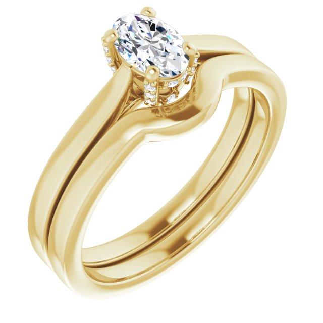 0.54 carat Oval Diamond EF/VS1+ Classic Solitaire Engagement Ring in 18KY | AllComponents_ViewA