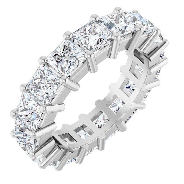Classic 6.97 tcw Square Moissanite DEF/VVS Eternity Ring in PLAT | ViewA