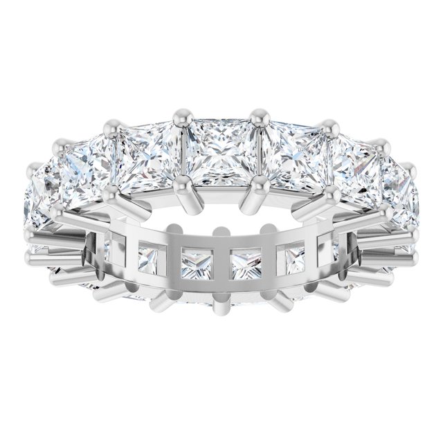 Classic 6.97 tcw Square Moissanite DEF/VVS Eternity Ring in PLAT | ViewS