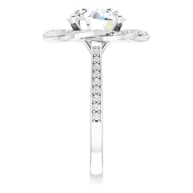 4.17 Tcw Round Moissanite DEF/VVS Floral Halo Engagement Ring in 14KW | ViewE 4.17 Tcw Round Moissanite DEF/VVS Floral Halo Engagement Ring in 14KW | ViewE