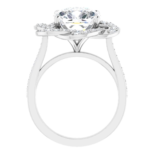 5.59 Tcw Cushion Lab-Grown D/VVS2+ Floral Halo Engagement Ring in 18KW | ViewB_4 5.59 Tcw Cushion Lab-Grown D/VVS2+ Floral Halo Engagement Ring in 18KW | ViewB_4