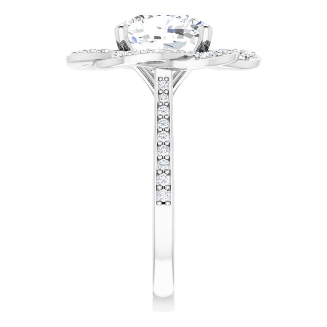 5.59 Tcw Cushion Lab-Grown D/VVS2+ Floral Halo Engagement Ring in 18KW | ViewE 5.59 Tcw Cushion Lab-Grown D/VVS2+ Floral Halo Engagement Ring in 18KW | ViewE