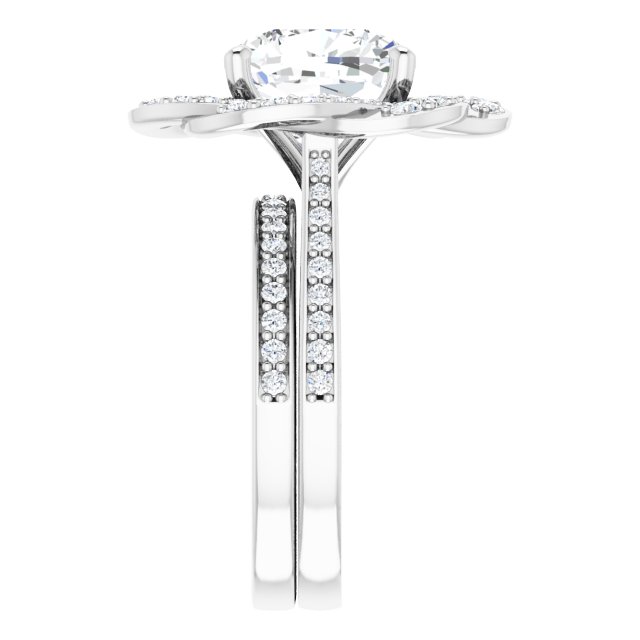 5.59 Tcw Cushion Lab-Grown D/VVS2+ Floral Halo Engagement Ring in 18KW | AllComponents_ViewE 5.59 Tcw Cushion Lab-Grown D/VVS2+ Floral Halo Engagement Ring in 18KW | AllComponents_ViewE