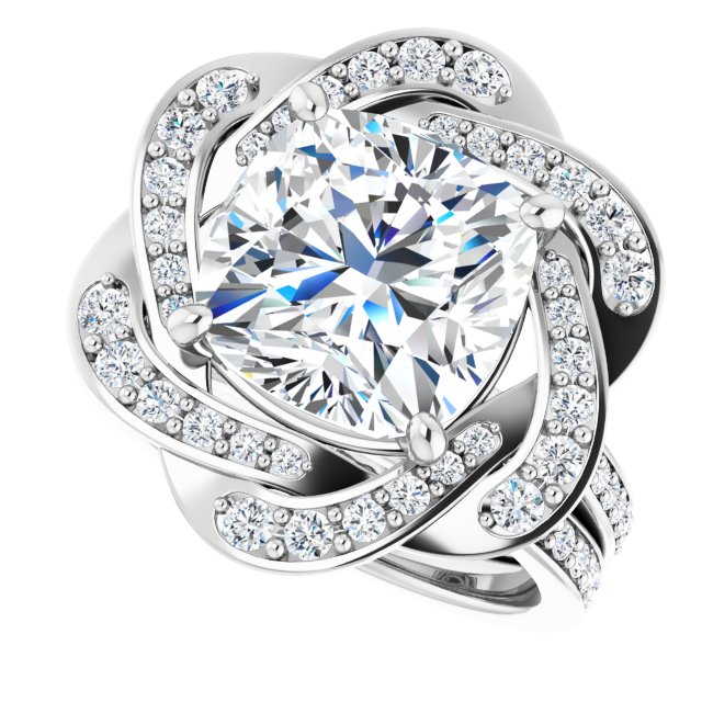 5.59 Tcw Cushion Lab-Grown D/VVS2+ Floral Halo Engagement Ring in 18KW | AllComponents_View5 5.59 Tcw Cushion Lab-Grown D/VVS2+ Floral Halo Engagement Ring in 18KW | AllComponents_View5