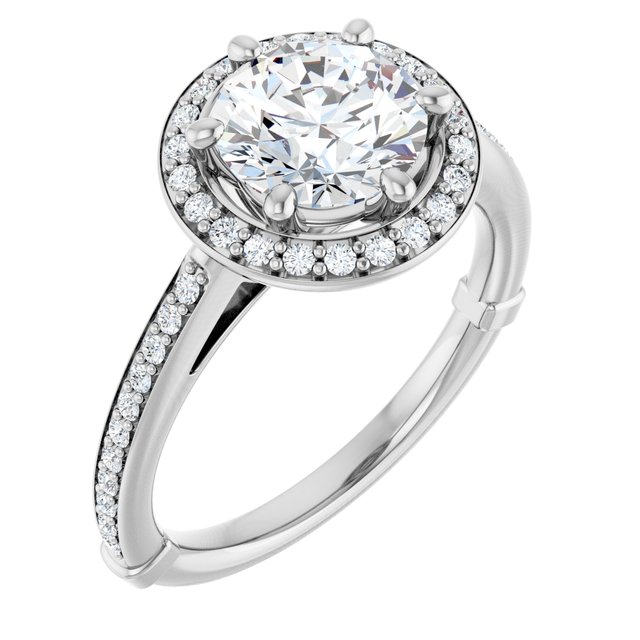 1.81 Tcw Round Moissanite DEF/VVS Classic Halo Engagement Ring in 14KW | ViewA