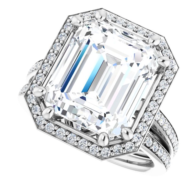 6.92 Tcw Emerald Lab-Grown D/VVS2+ Classic Halo Engagement Ring in 14KW | AllComponents_View5 6.92 Tcw Emerald Lab-Grown D/VVS2+ Classic Halo Engagement Ring in 14KW | AllComponents_View5