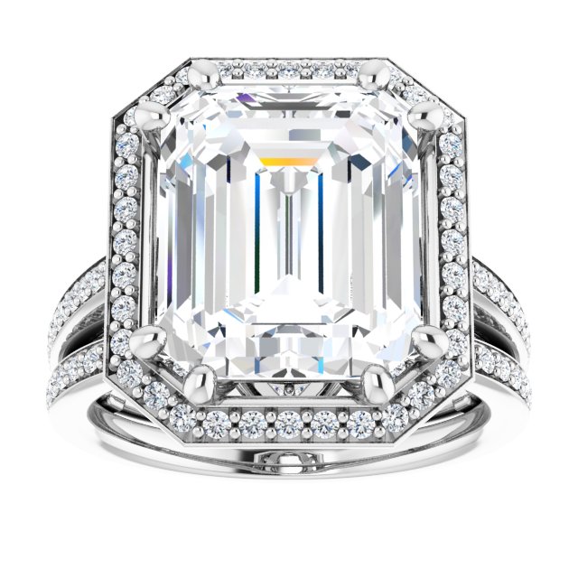 6.92 Tcw Emerald Lab-Grown D/VVS2+ Classic Halo Engagement Ring in 14KW | AllComponents_ViewS 6.92 Tcw Emerald Lab-Grown D/VVS2+ Classic Halo Engagement Ring in 14KW | AllComponents_ViewS