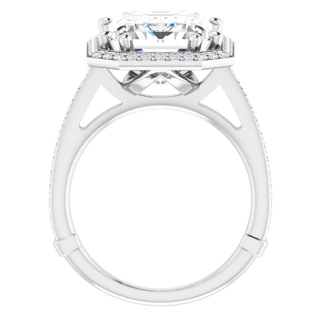 6.92 Tcw Emerald Lab-Grown D/VVS2+ Classic Halo Engagement Ring in 14KW | ViewB_4 6.92 Tcw Emerald Lab-Grown D/VVS2+ Classic Halo Engagement Ring in 14KW | ViewB_4