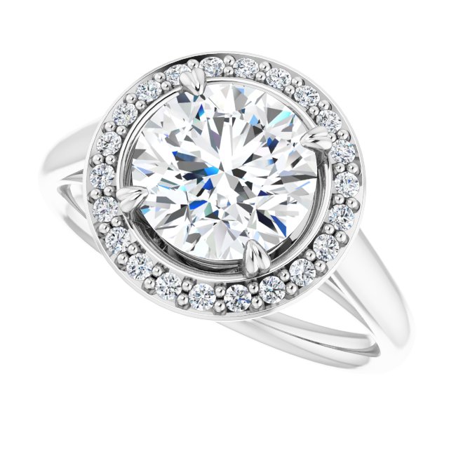 2.18 Tcw Round Moissanite DEF/VVS Suspended Halo Engagement Ring in 14KW | View5 2.18 Tcw Round Moissanite DEF/VVS Suspended Halo Engagement Ring in 14KW | View5