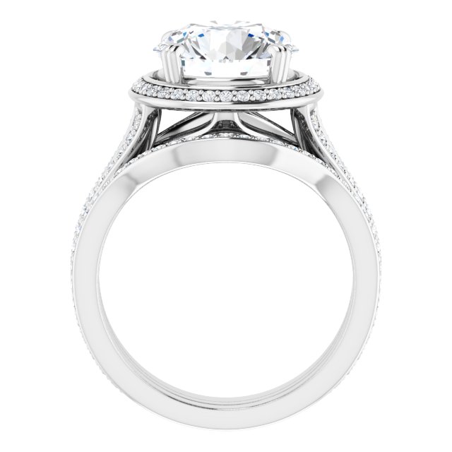 4.10 Tcw Round Moissanite DEF/VVS Modern Halo Engagement Ring in 14KW | AllComponents_ViewB_4 4.10 Tcw Round Moissanite DEF/VVS Modern Halo Engagement Ring in 14KW | AllComponents_ViewB_4